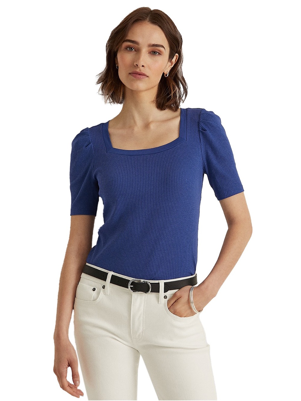 💙 Lauren Ralph Lauren Women’s Ribbed Top – Blue